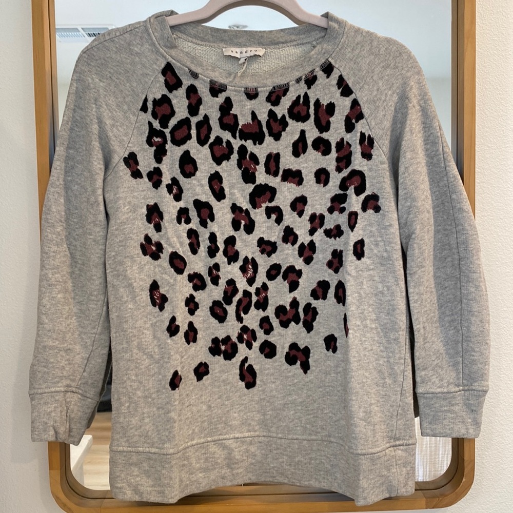 Sandro Leopard Print Sweatshirt - size 1.